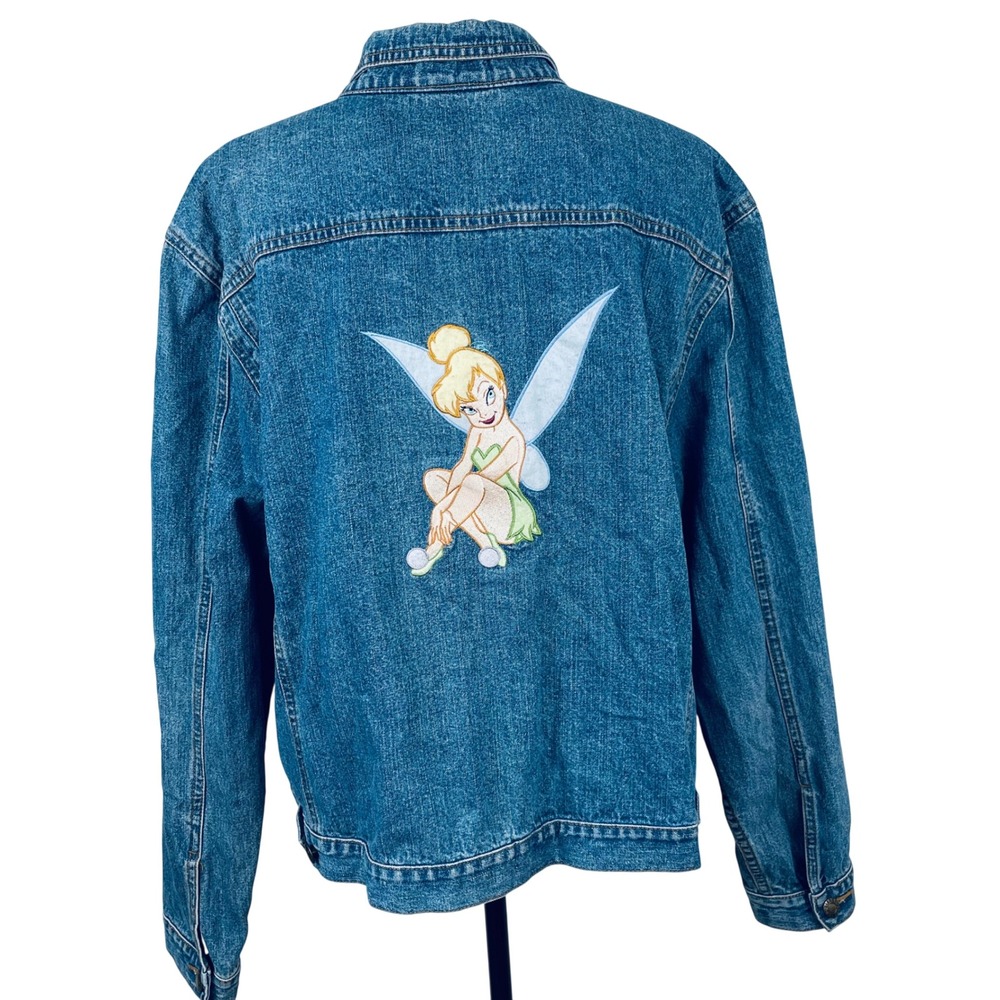 Disney Tinker Bell Embroidered Denim Jacket Blue XXL